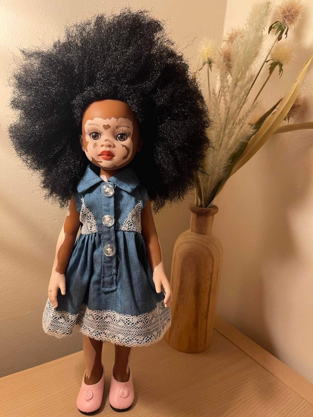 Sibhale- Ndanaka vanilla scented afro hair doll with Vitiligo