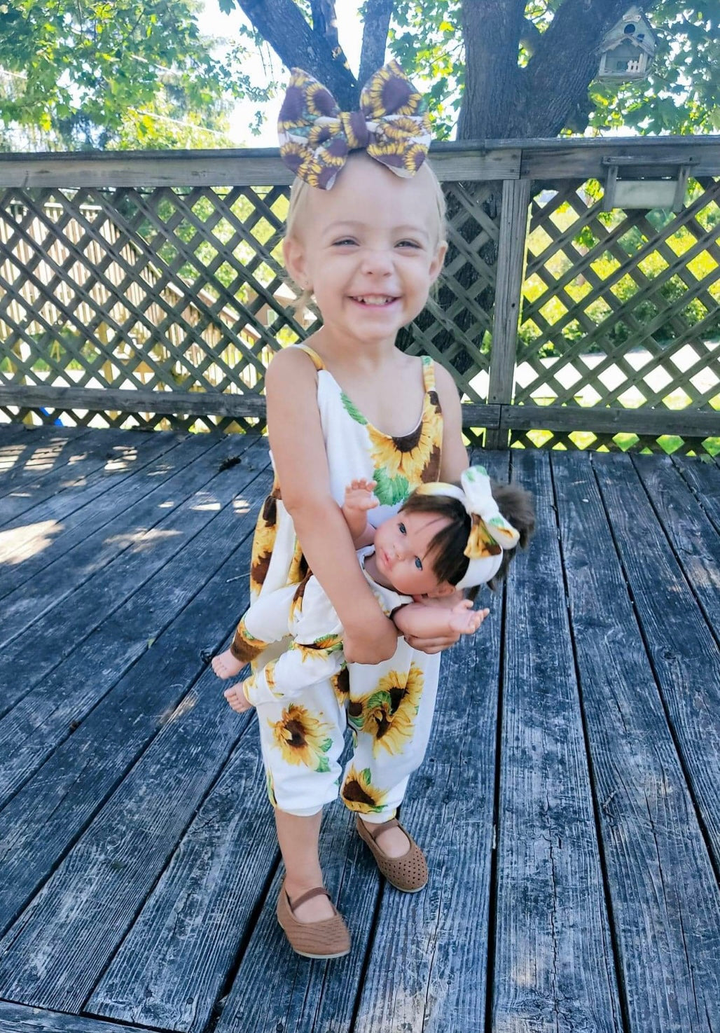 Dolly & Me RTS Alleycat romper set SUNFLOWERS 18 mo