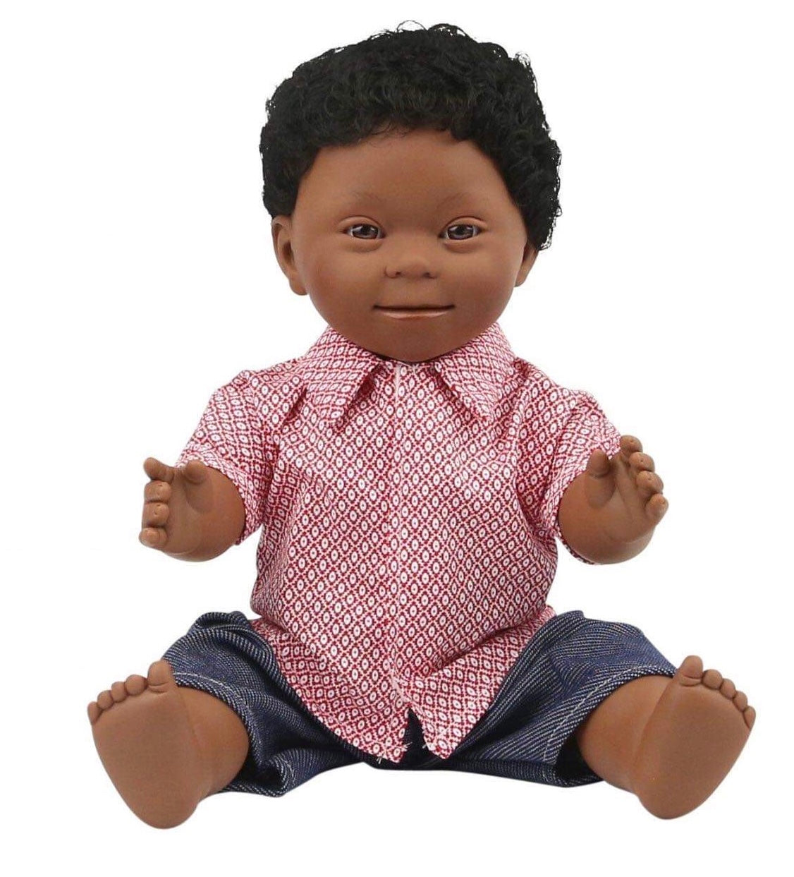 Belonil African boy doll with Down Syndrome features