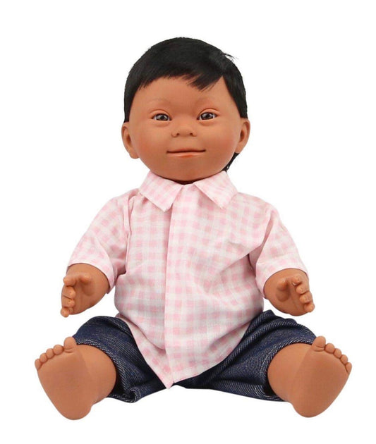 Belonil- Hispanic/Indian boy doll with Down Syndrome features